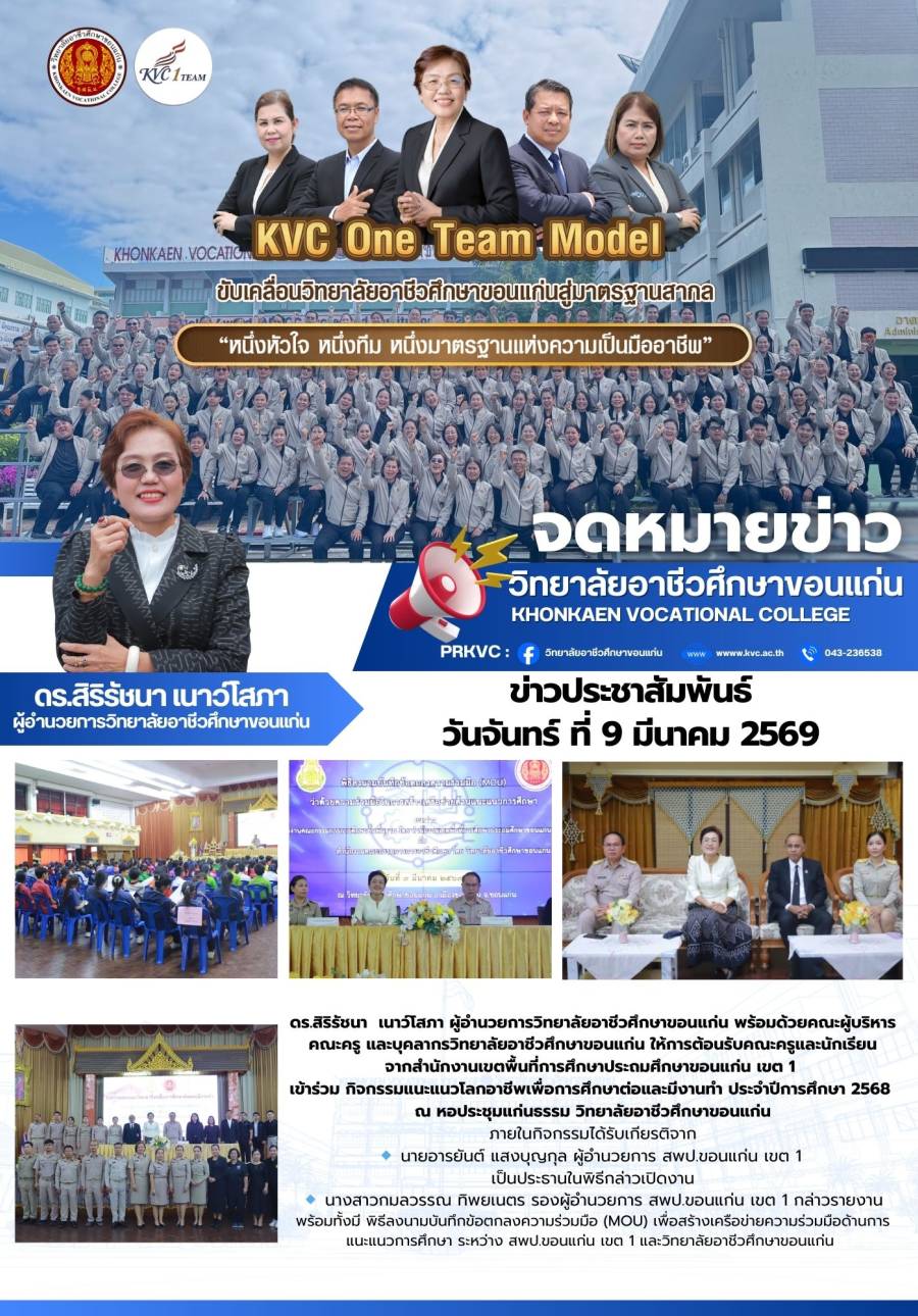 ต้อนรับคณะครูและนักเรียนจากสำนักงานเขตพื้นที่การศึกษาประถมศึกษาขอนแก่น เขต 1 เข้าร่วม กิจกรรมแนะแนวโลกอาชีพเพื่อการศึกษาต่อและมีงานทำ ประจำปีการศึกษา 2568 